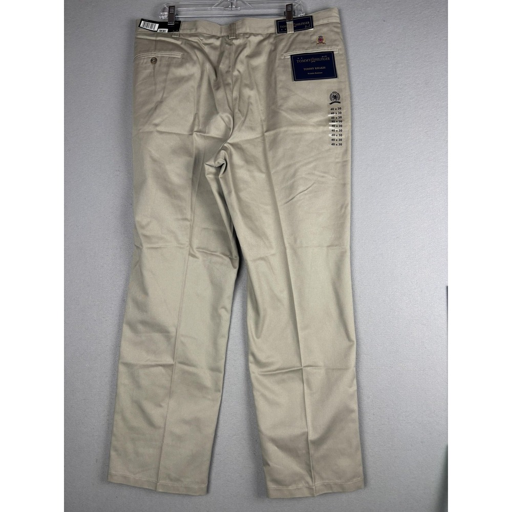 Vtg Tommy Hilfiger Pants Mens 40x30 Beige Tommy Khakis Pleated Wrinkle Resistant